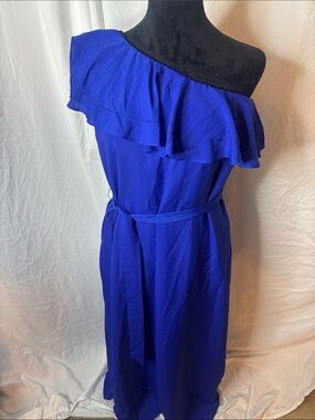Banana Republic One-Shoulder Royal Blue Ruffle Dress